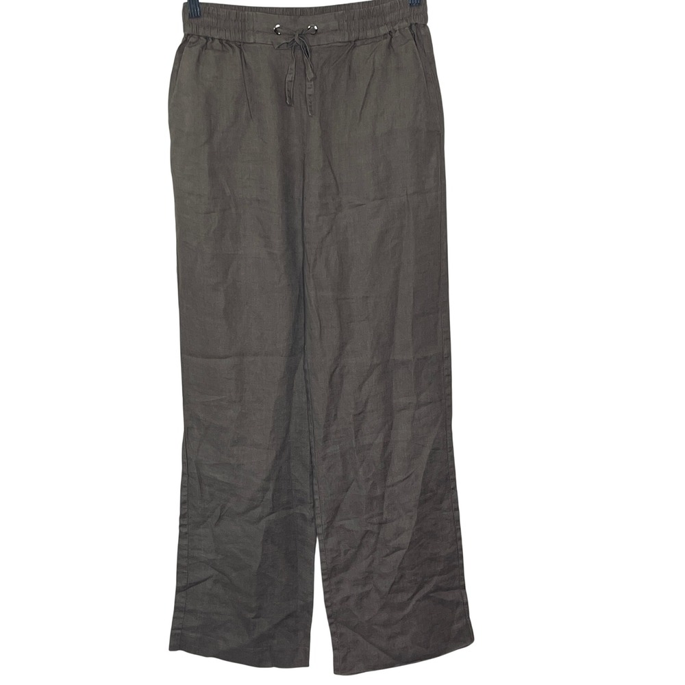 Marciano Los Angeles Women‎ Brown Linen Wide Leg Drawstring Pants  S